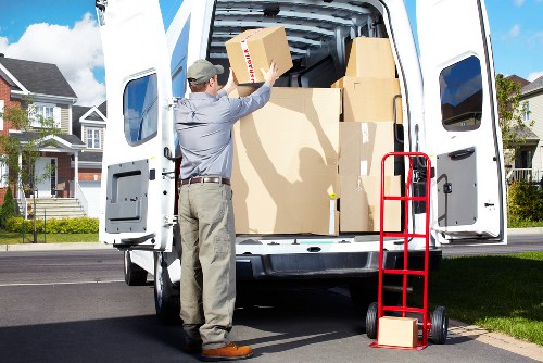 Satisfied customer with moving team